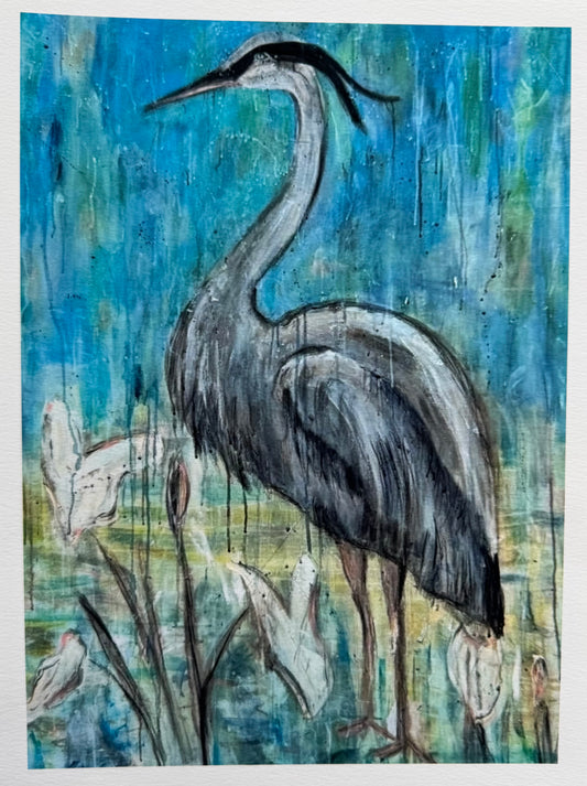 Side Eye Heron Art Print